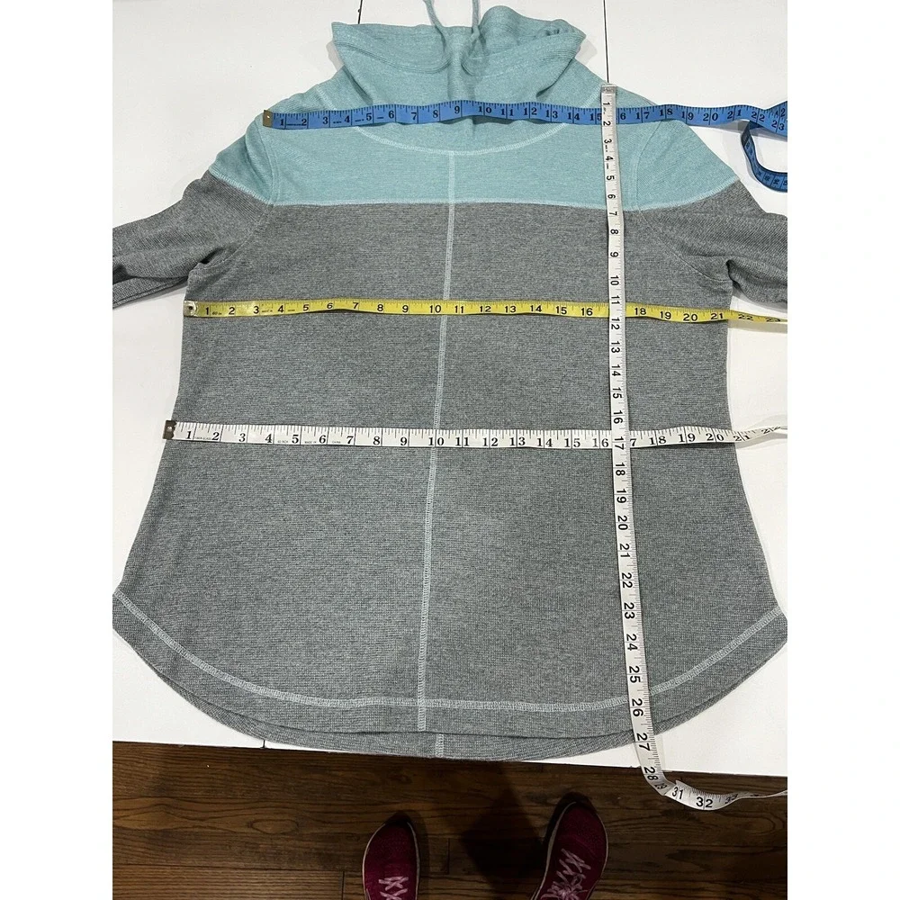 T by Talbot's Teal/Gray Colorblock Cowl Neck Pullover Tunic Top Size XL EUC